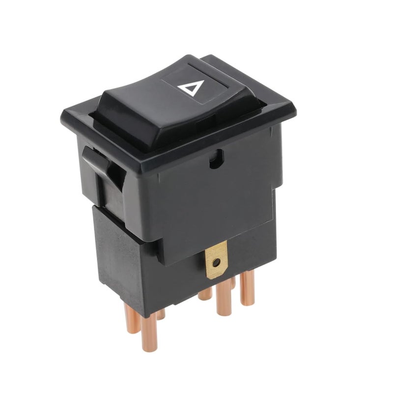 Micro Traders 7-Pin Hazard Warning Lamp Switch, Compatible with Land Rover Defender 90/110/130, Mechanical Switch, Push Button, Manual Operation, Black - Image 1